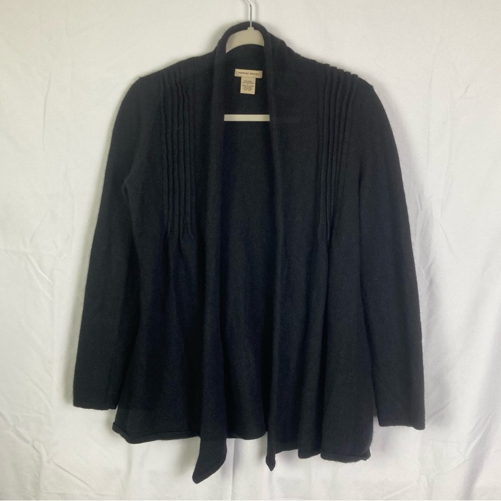 Vertical Design *Medium* Cashmere Wool Sweater Black Cardigan Designer EUC